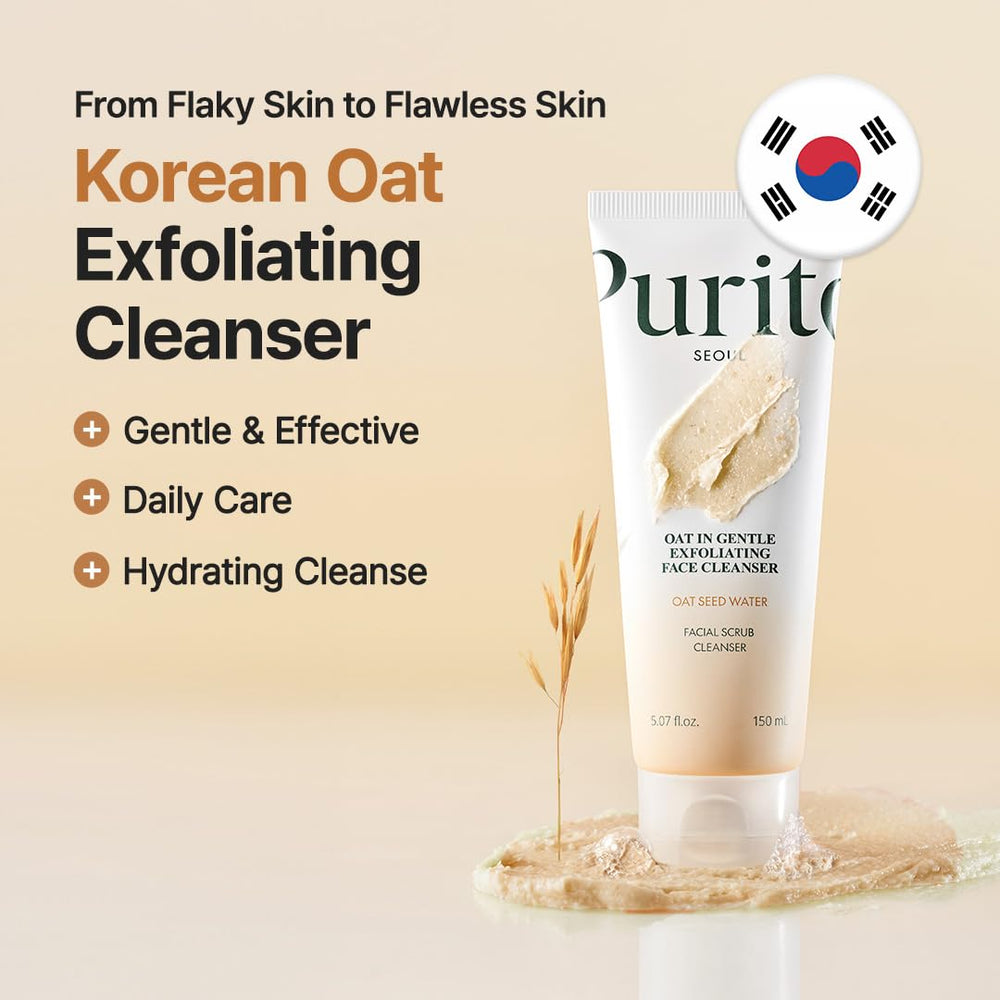 PURITO Oat Exfoliating Polish with fine oat particles for gentle pore-clearing exfoliation.