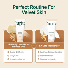 PURITO Oat Velvet Duo exfoliating polish-texture emphasizes gentle exfoliation for smoother skin.