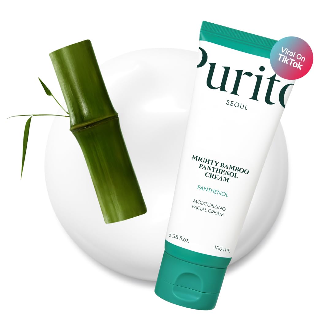 PURITO Panthenol 10% post-acne cream bottle for post-breakout radiance and smoother skin.