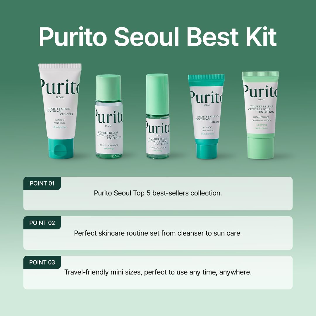 Purito SEOUL Best Kit unscented packaging emphasizes fragrance-free formulas