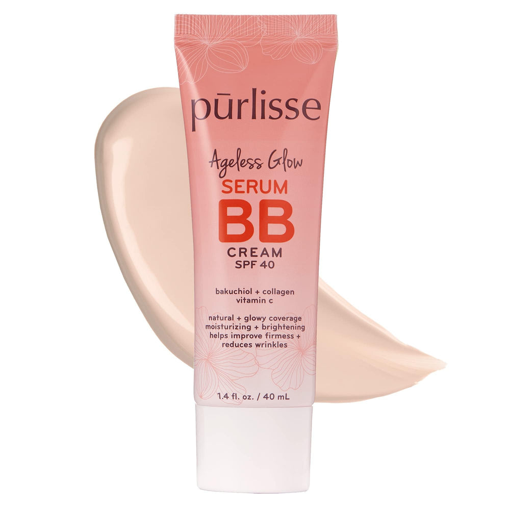 pūrlisse Ageless Glow serum BB cream bottle with SPF 40 for radiant skin