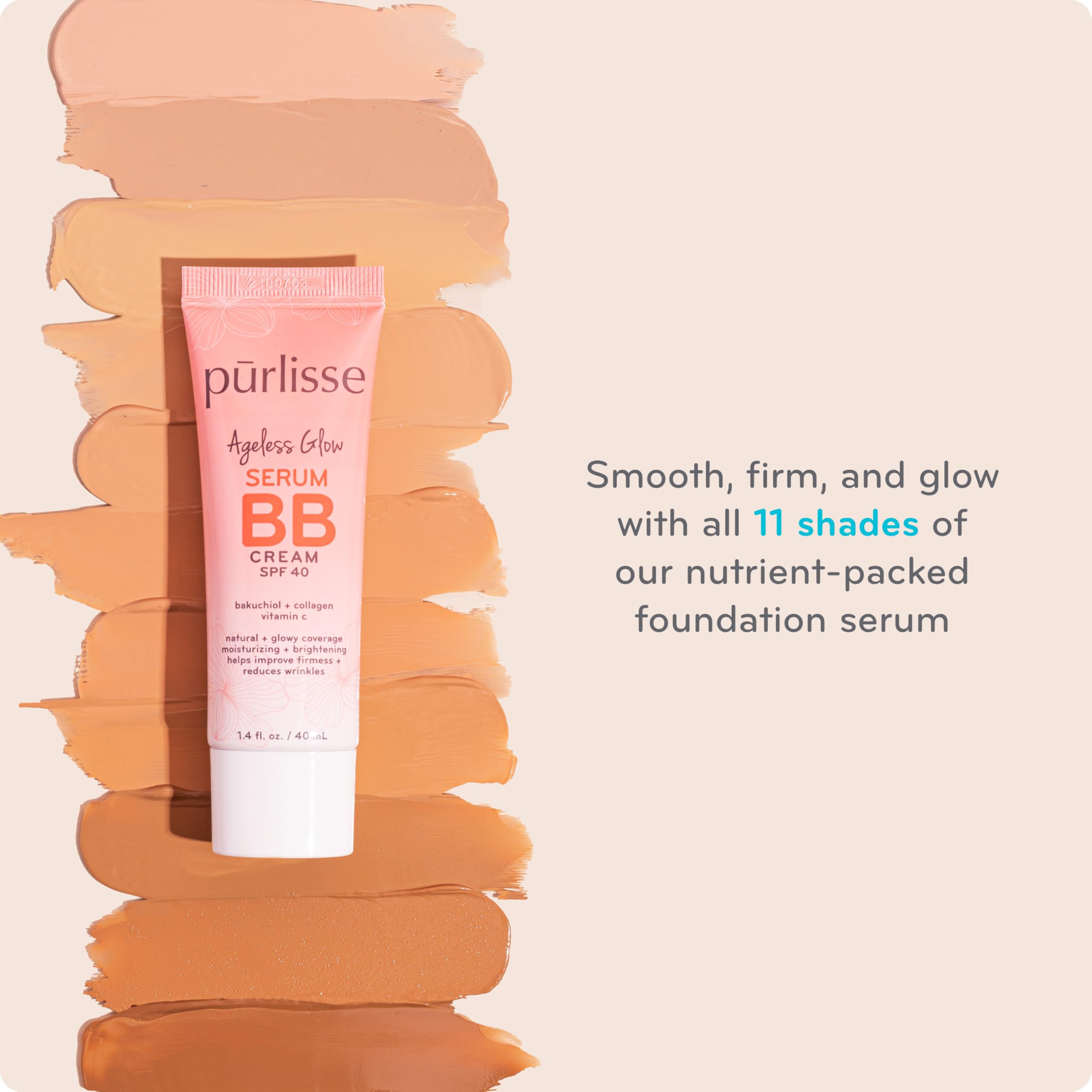 pūrlisse Ageless Glow ingredients page featuring bakuchiol and algae collagen benefits