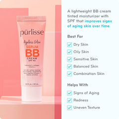 pūrlisse Ageless Glow serum BB cream on hand with swirls for quick natural coverage