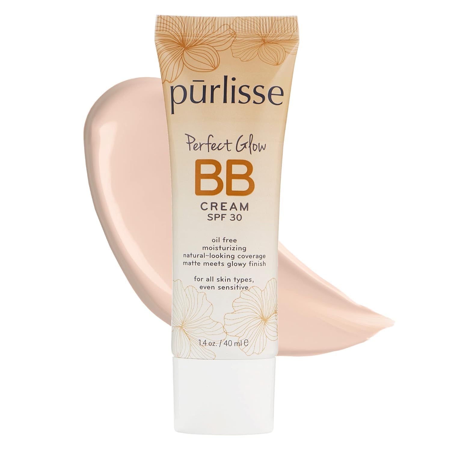 purlisse Perfect Glow BB Cream SPF30 tube front with matte-dewy finish for natural coverage