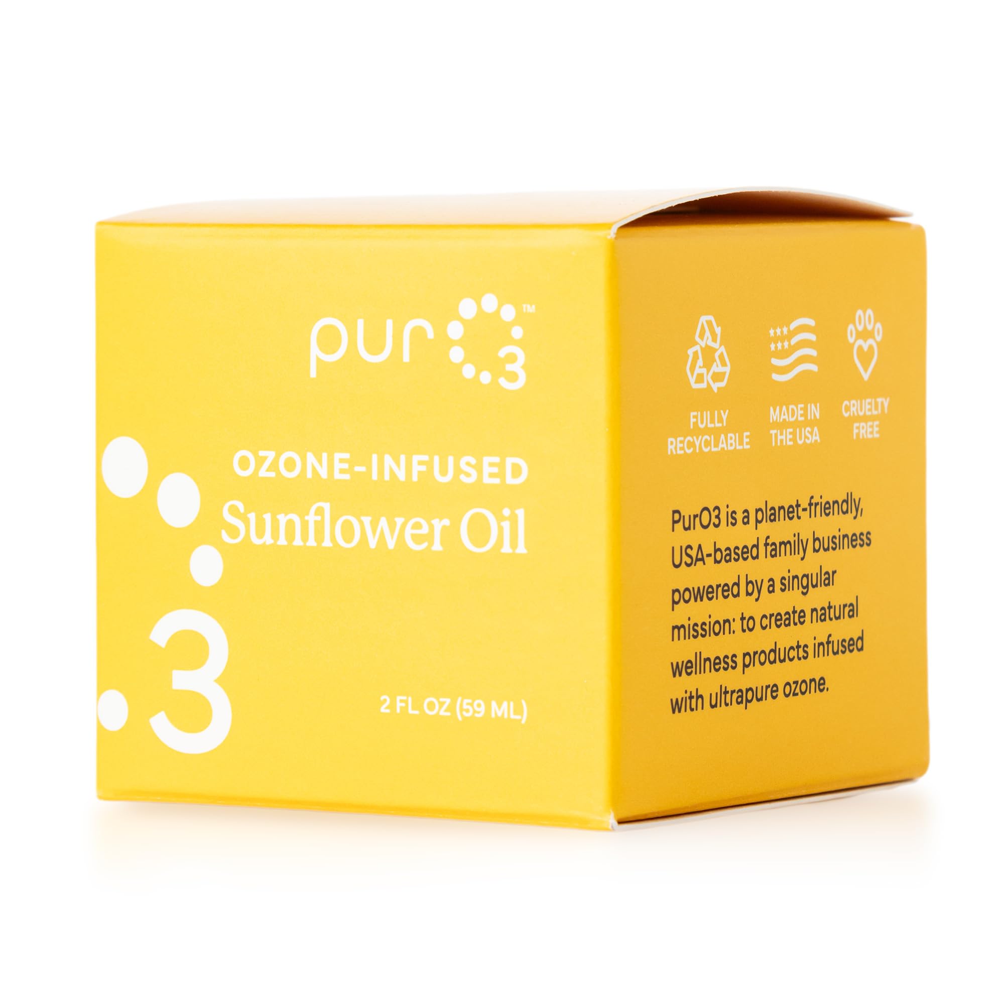 PurO3 long-lasting freshness and potency hinted by frosty presentation for extended shelf life.