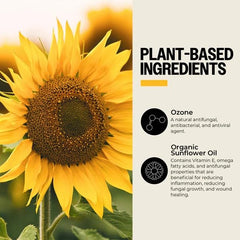 PurO3 ozonated sunflower oil jar features thick, honey-like texture delivering deep hydration.