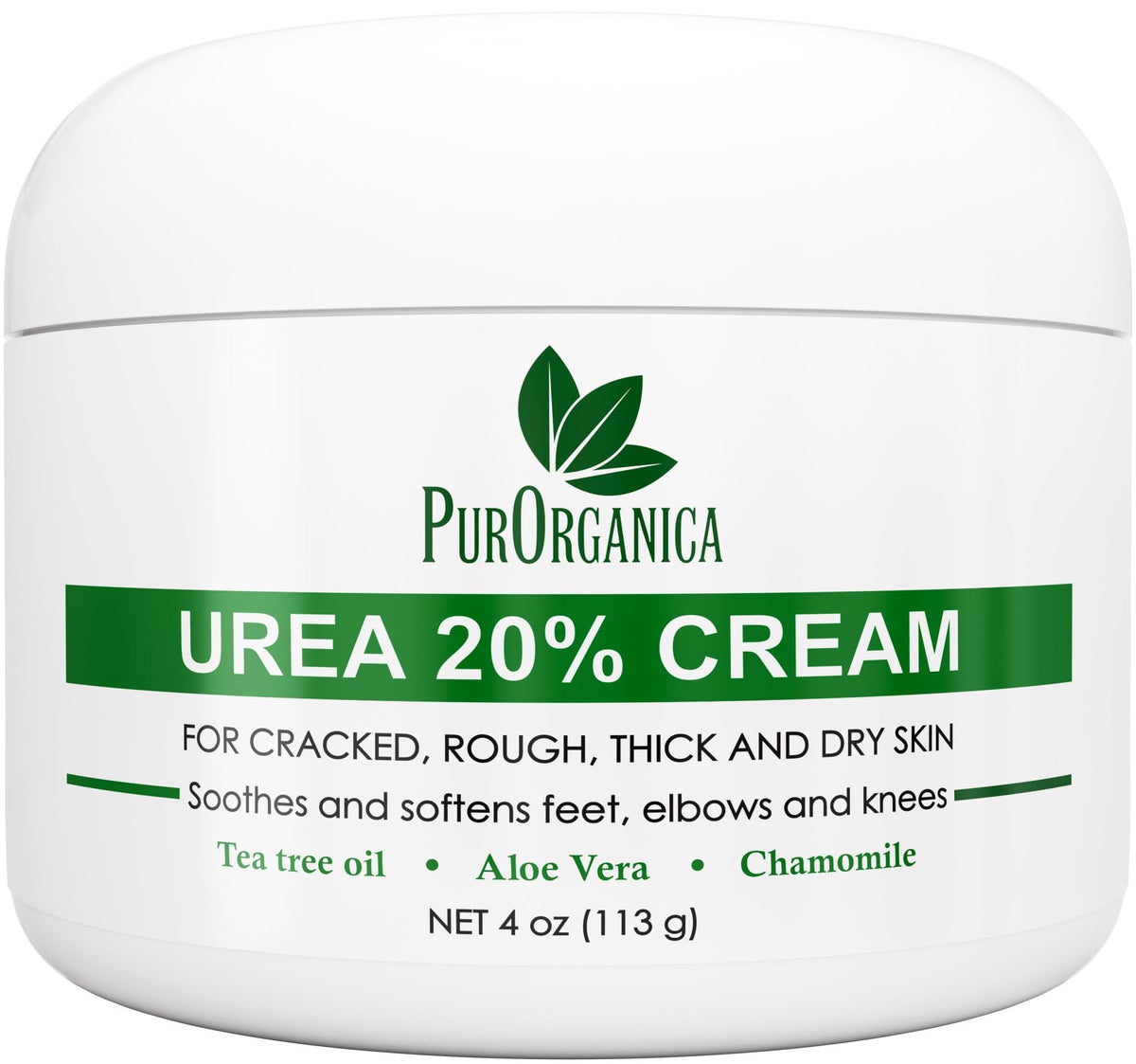 PurOrganica Urea 20% Foot Cream bottle boosts hydration for dry, rough feet.