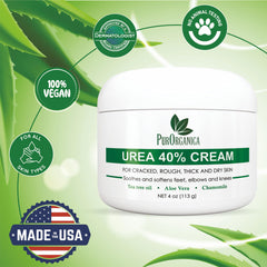 PurOrganica Urea 40% Foot Cream application closeup shows smooth texture