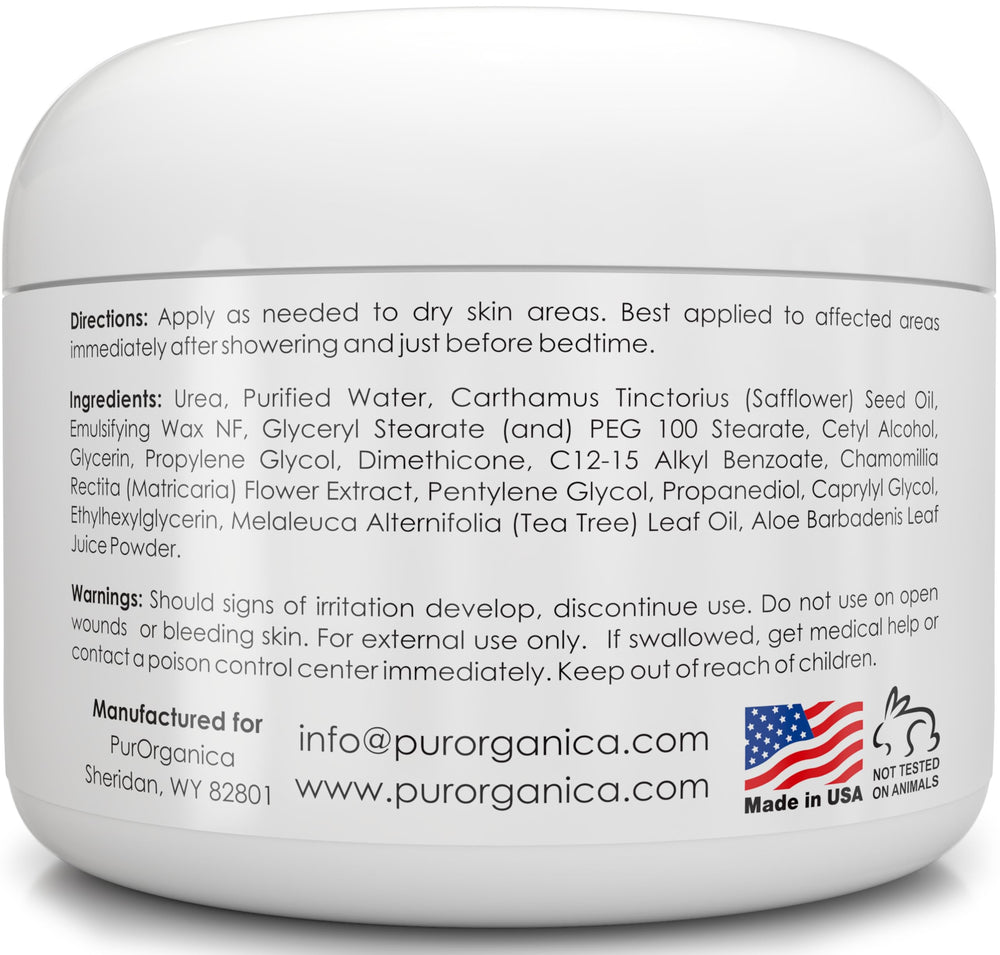 PurOrganica Urea 40% Foot Cream night routine image suggests soothing repair