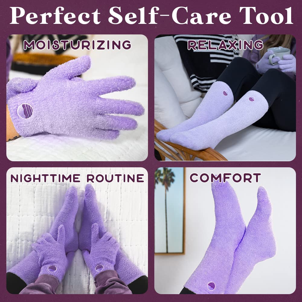 Purple Canyon night-time self-care ritual image with cozy socks and gloves.