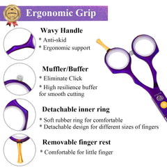 Purple Dragon thinning texturizing shears add body and texture to styles.