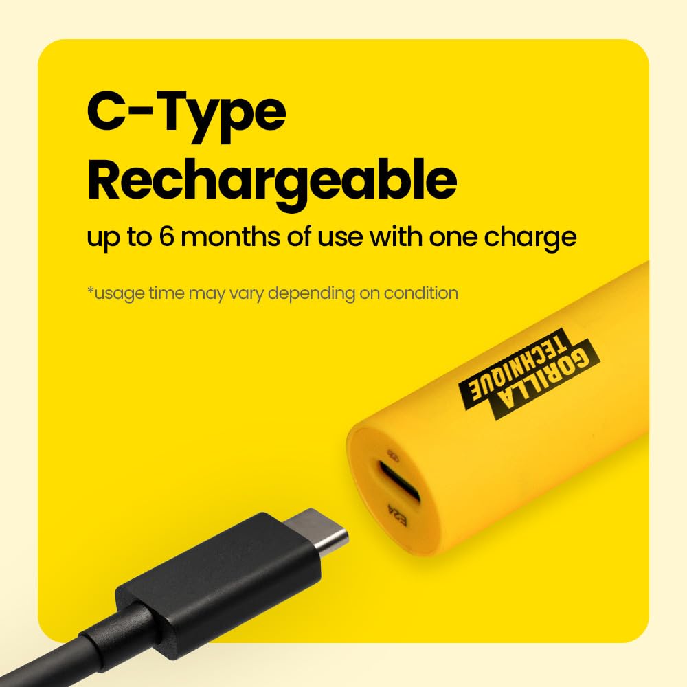 Purple Gorilla Gorilla Technique nose trimmer charging with USB-C cable.