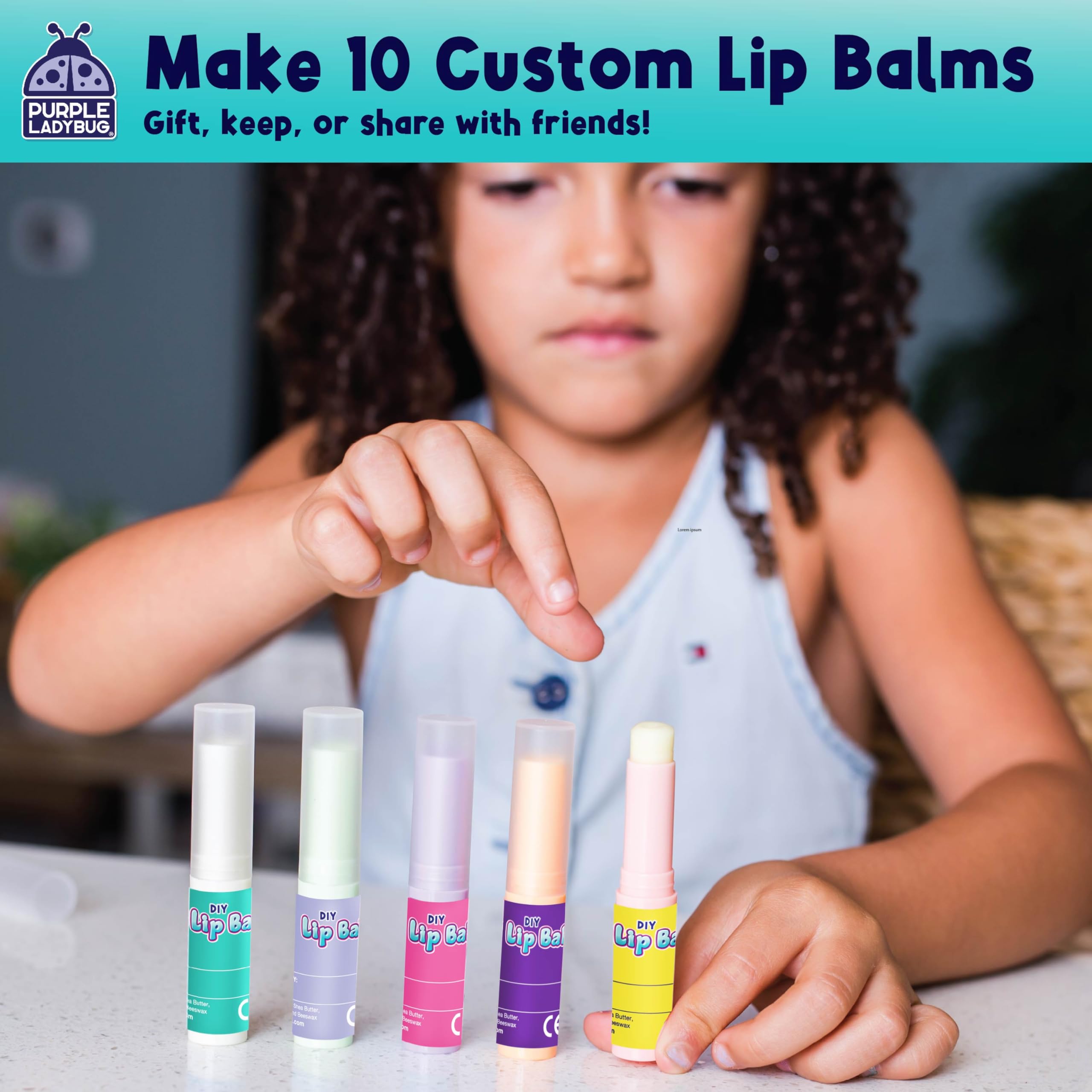 PURPLE LADYBUG lip balm base and tools enable easy, mess-minimized crafting.