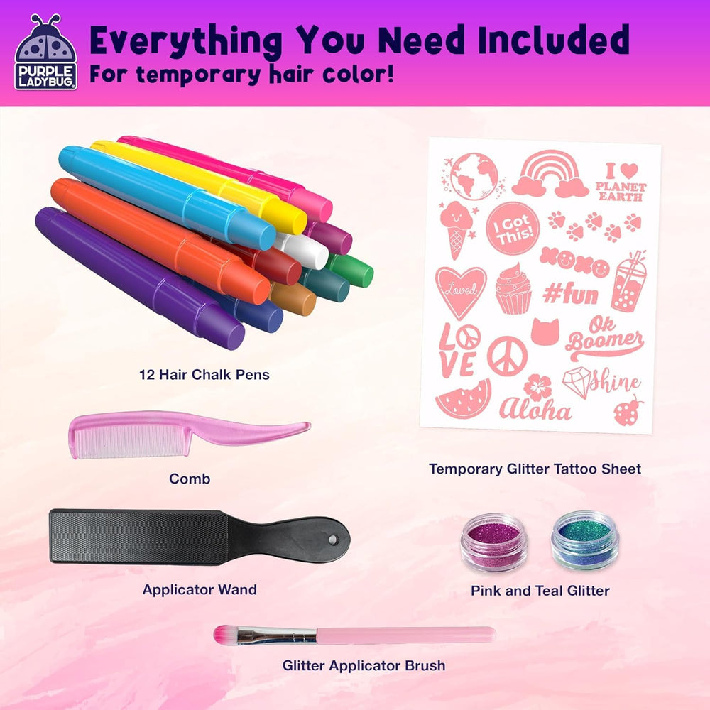 Purple Ladybug comb included for smooth styling during chalk coloring