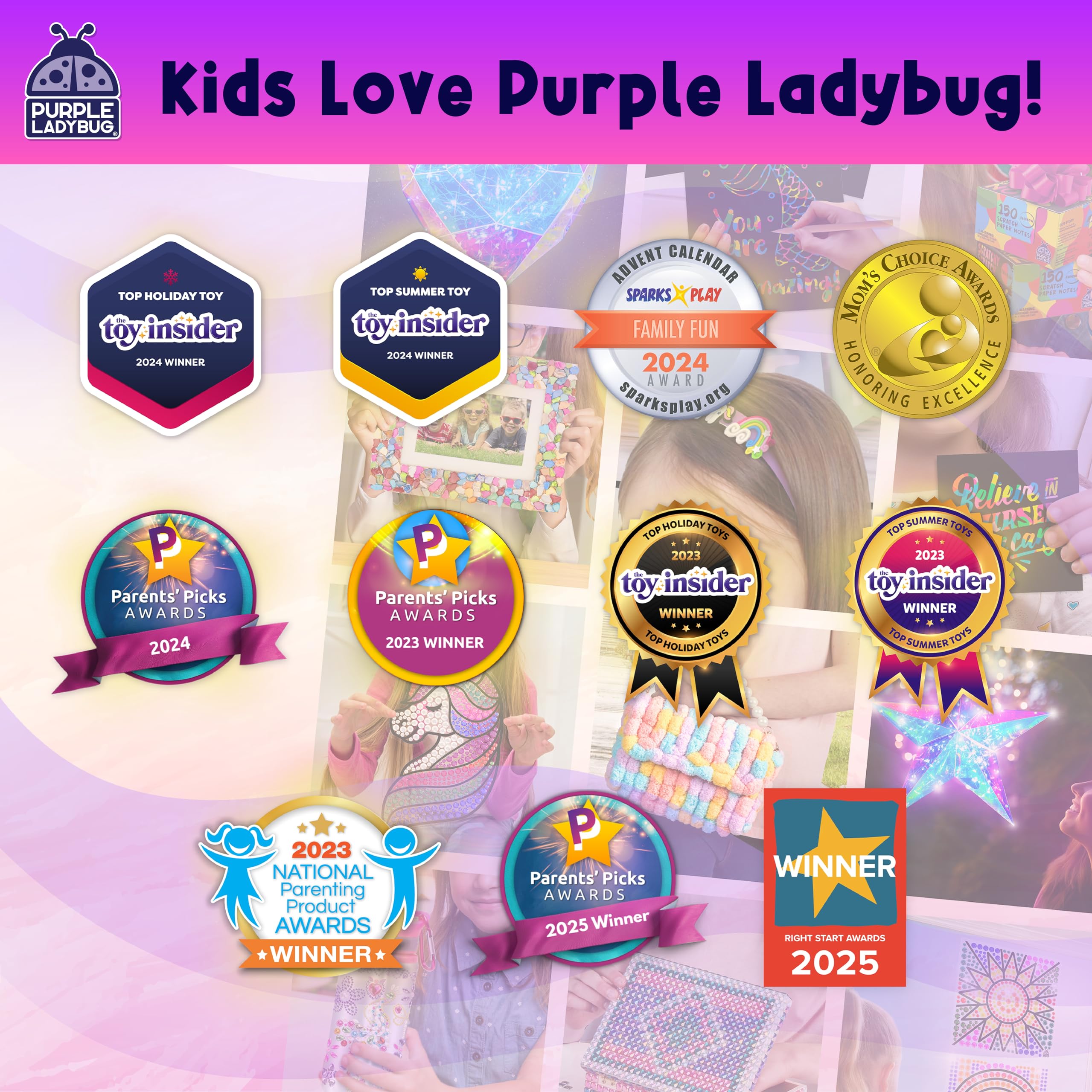 Purple Ladybug kids wearing chalk for dress-up and party play