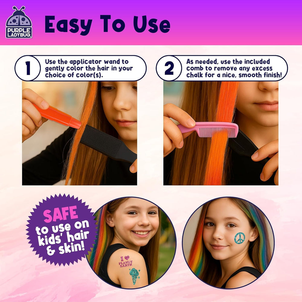 Purple Ladybug glitter tattoos sheet adds party-ready sparkle