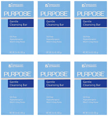 PURPOSE Gentle Cleansing Bar texture closeup shows smooth, cleansing feel for sensitive skin.