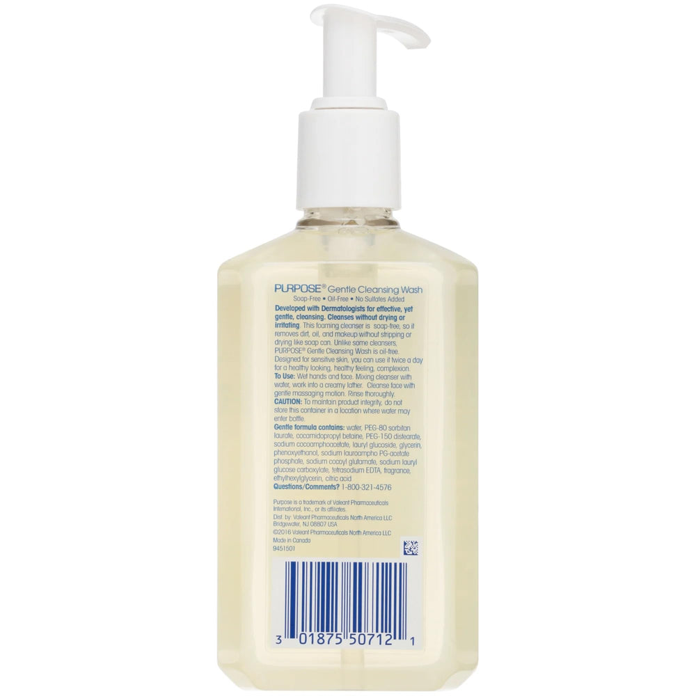 Purpose Gentle Cleansing Wash routine-use shows makeup and dirt removal without drying.