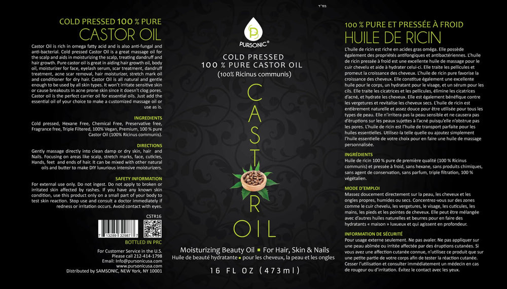 Pursonic Castor Oil for overnight conditioning and revitalization