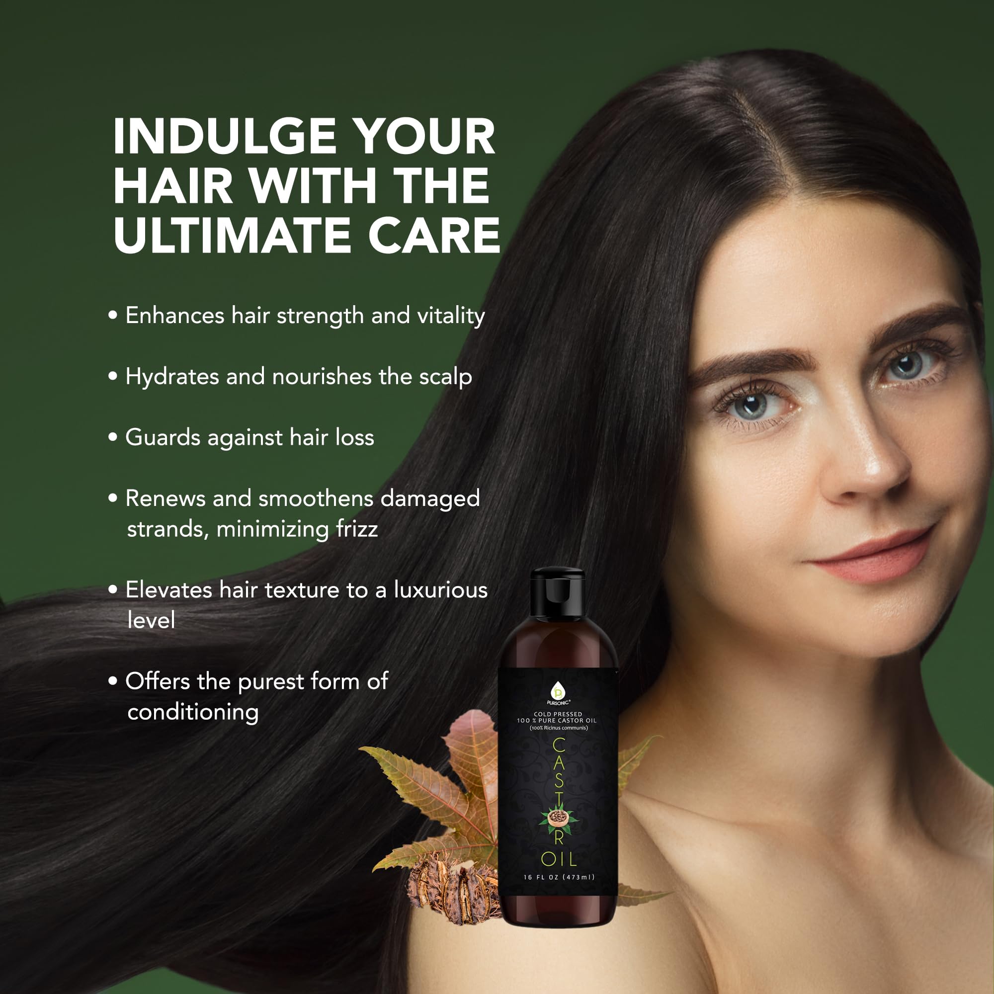Pursonic Castor Oil nourishes dry skin for a radiant appearance