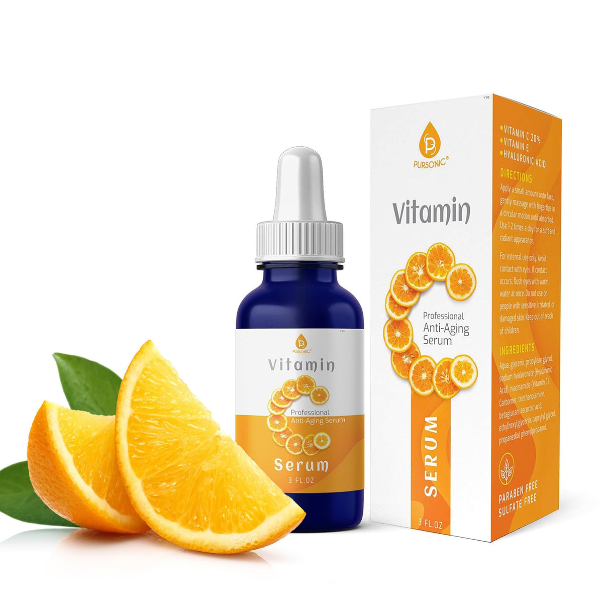Pursonic Sérum de Vitamina C: bote vertido para iluminación y tono uniforme.
