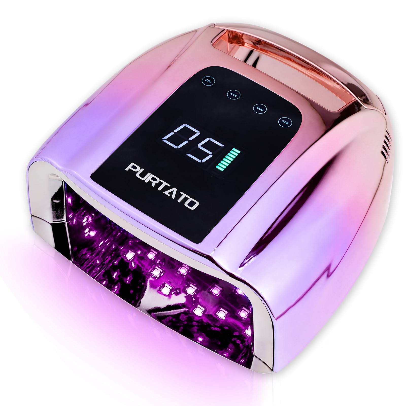 Purtato 96W UV LED nail lamp: cordless gel curing for at-home manicures.