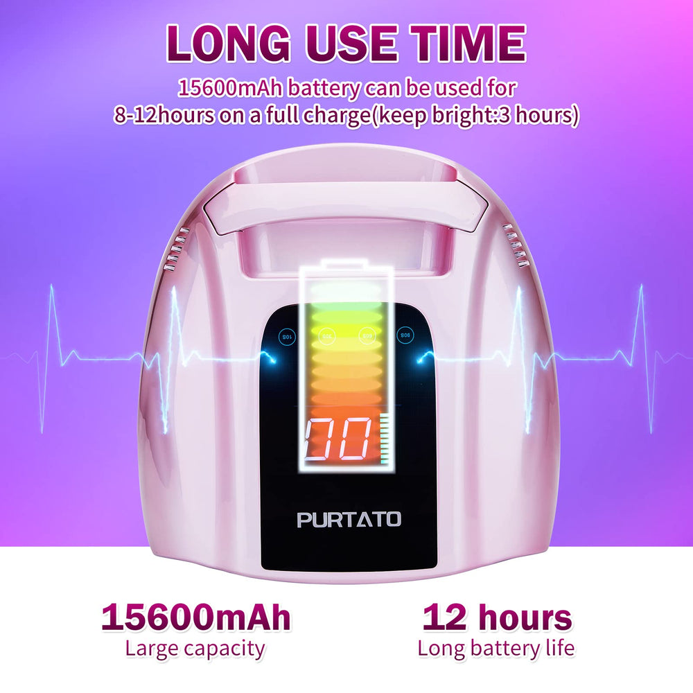 Purtato cordless nail lamp with rechargeable battery offers wireless convenience for at-home manicures.