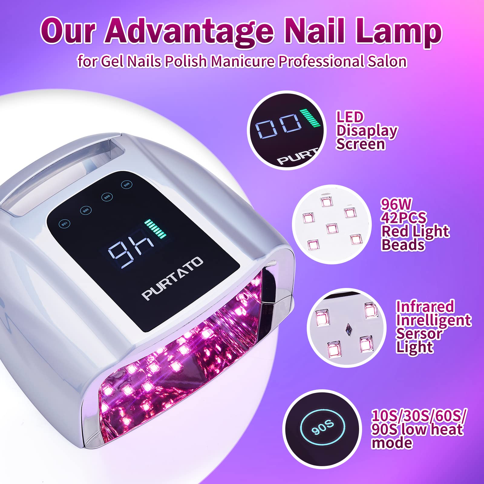Purtato 4-timer LCD display; precise timing for consistent results.