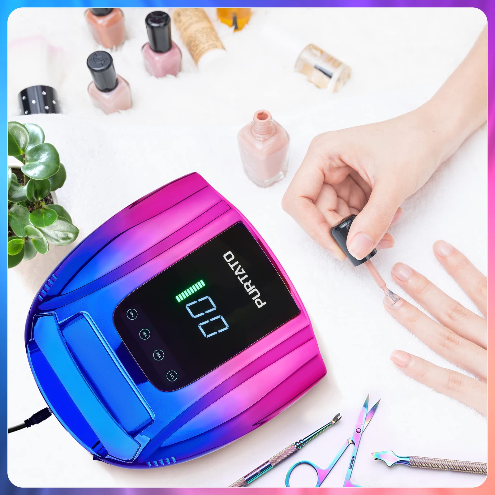 Purtato nail lamp portable with built-in handle for travel-friendly nail art