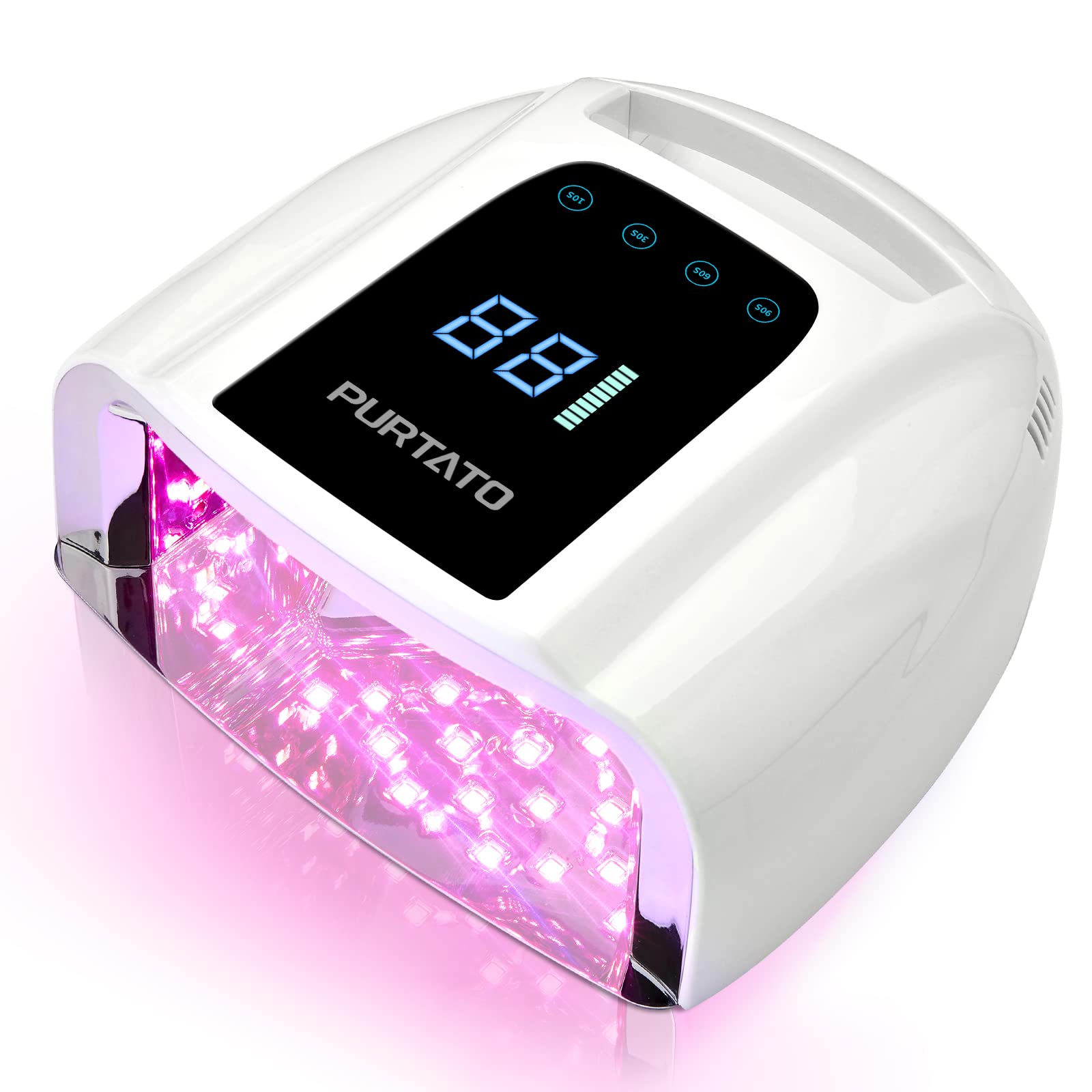 Purtato professional UV LED nail lamp front view for fast, even curing.