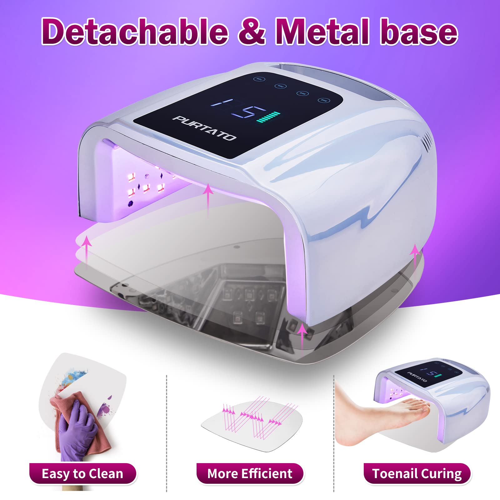Purtato smart sensor; hands or feet trigger instant operation.