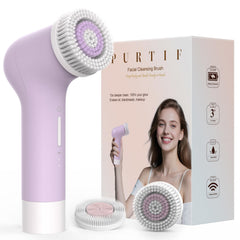 PURTIF electric facial cleansing brush with silicone head for gentle daily cleansing.