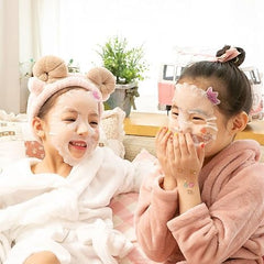 Puttisu soft cotton mask sheet placed on a child's skin for comfortable wear.