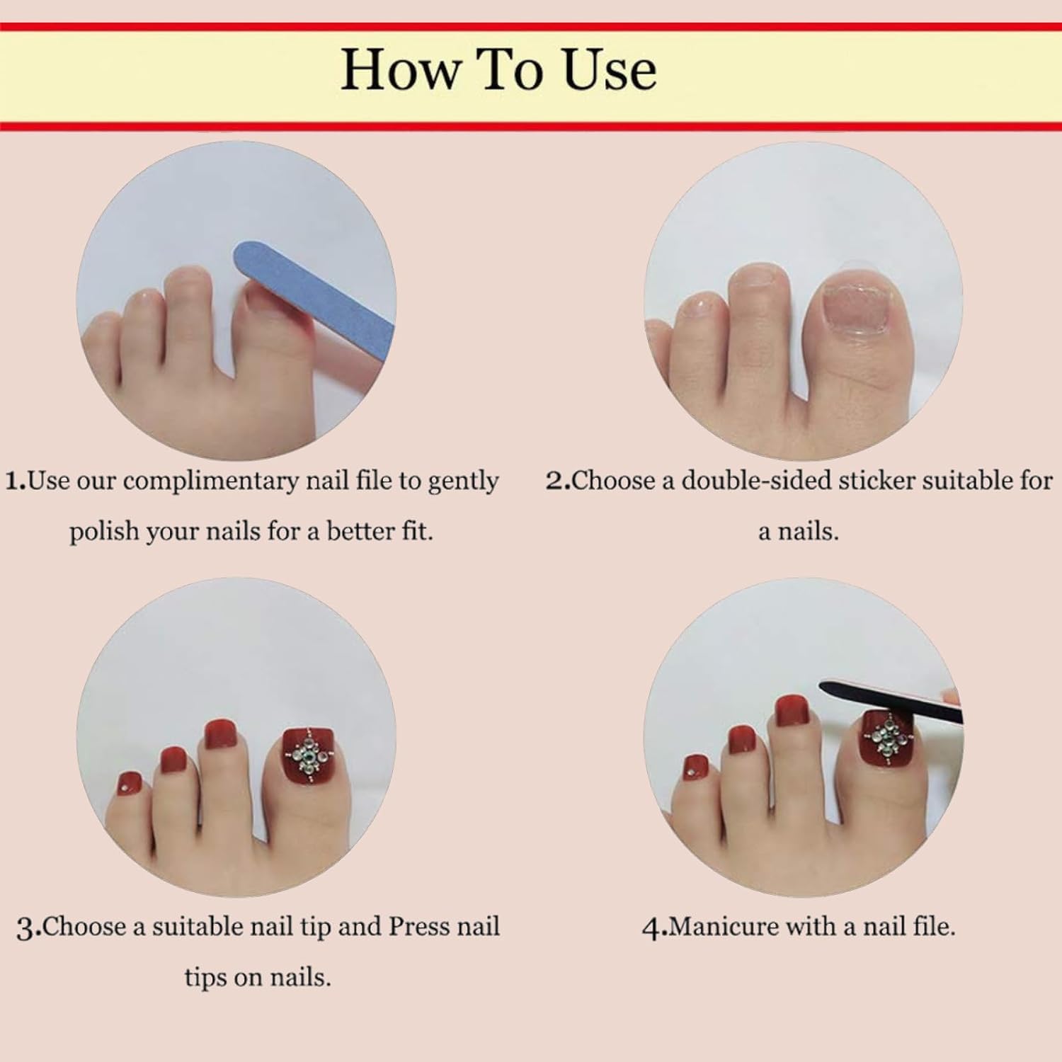 Puyokinm glossy full-cover toenail finish for a polished toe look
