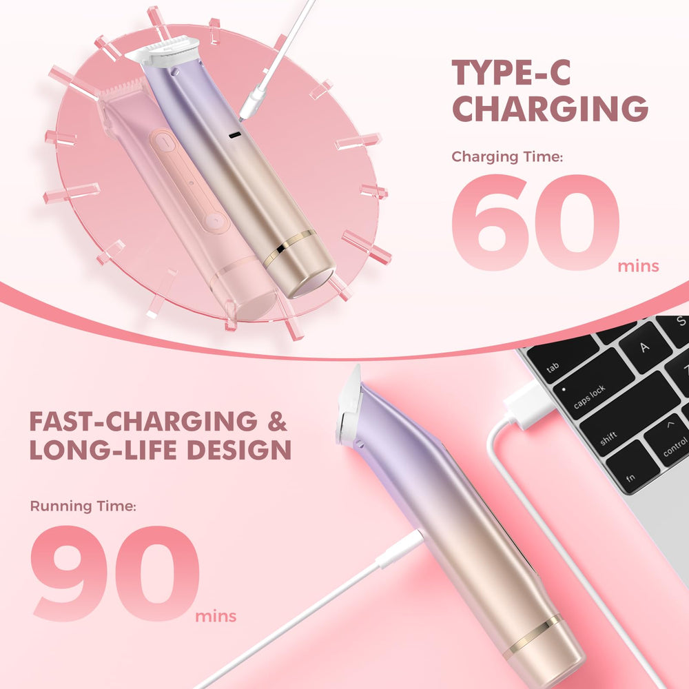 PVBKZ bikini trimmer ergonomic-handle for stable, comfortable grooming sessions.