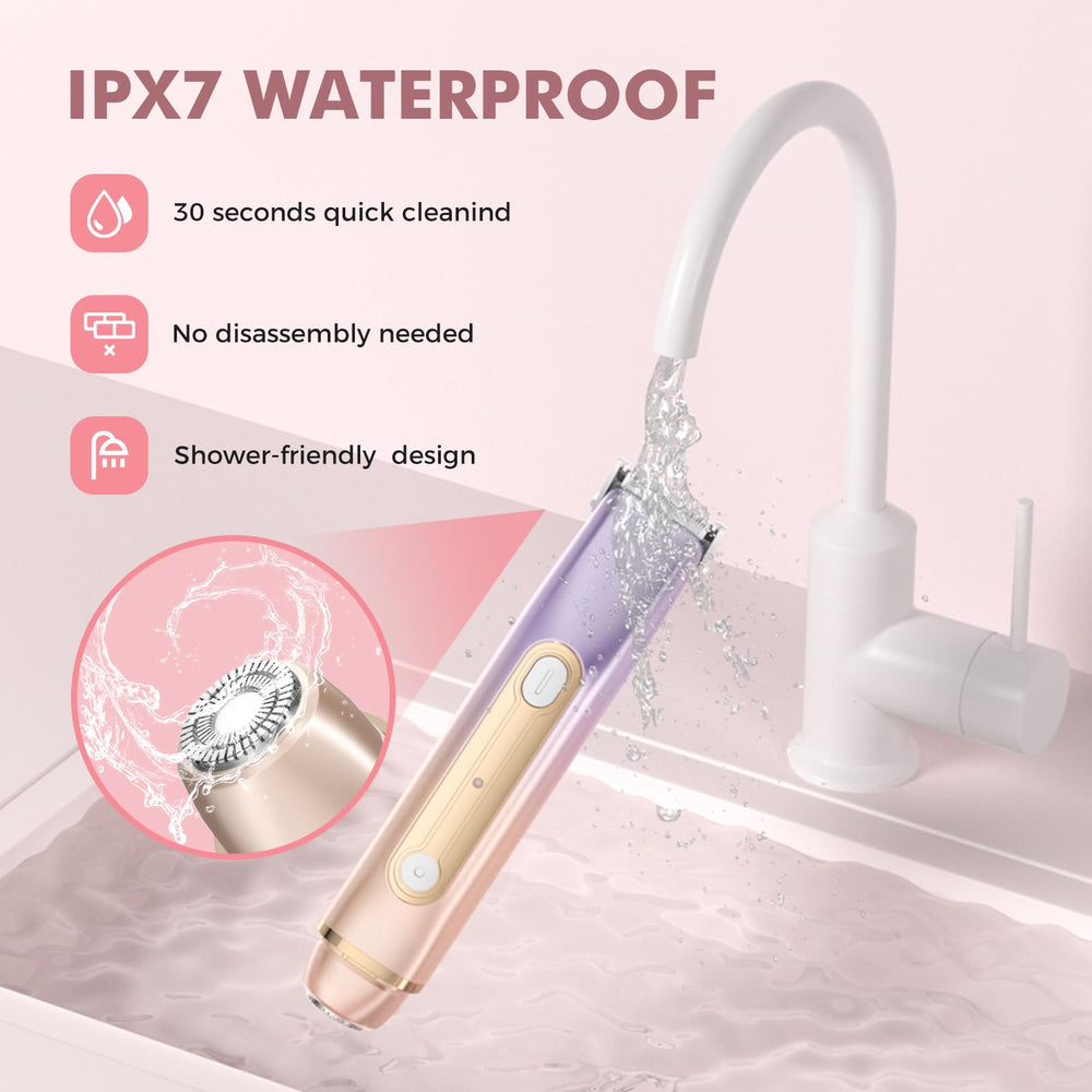 PVBKZ bikini trimmer IPX7 waterproof for safe shower use.