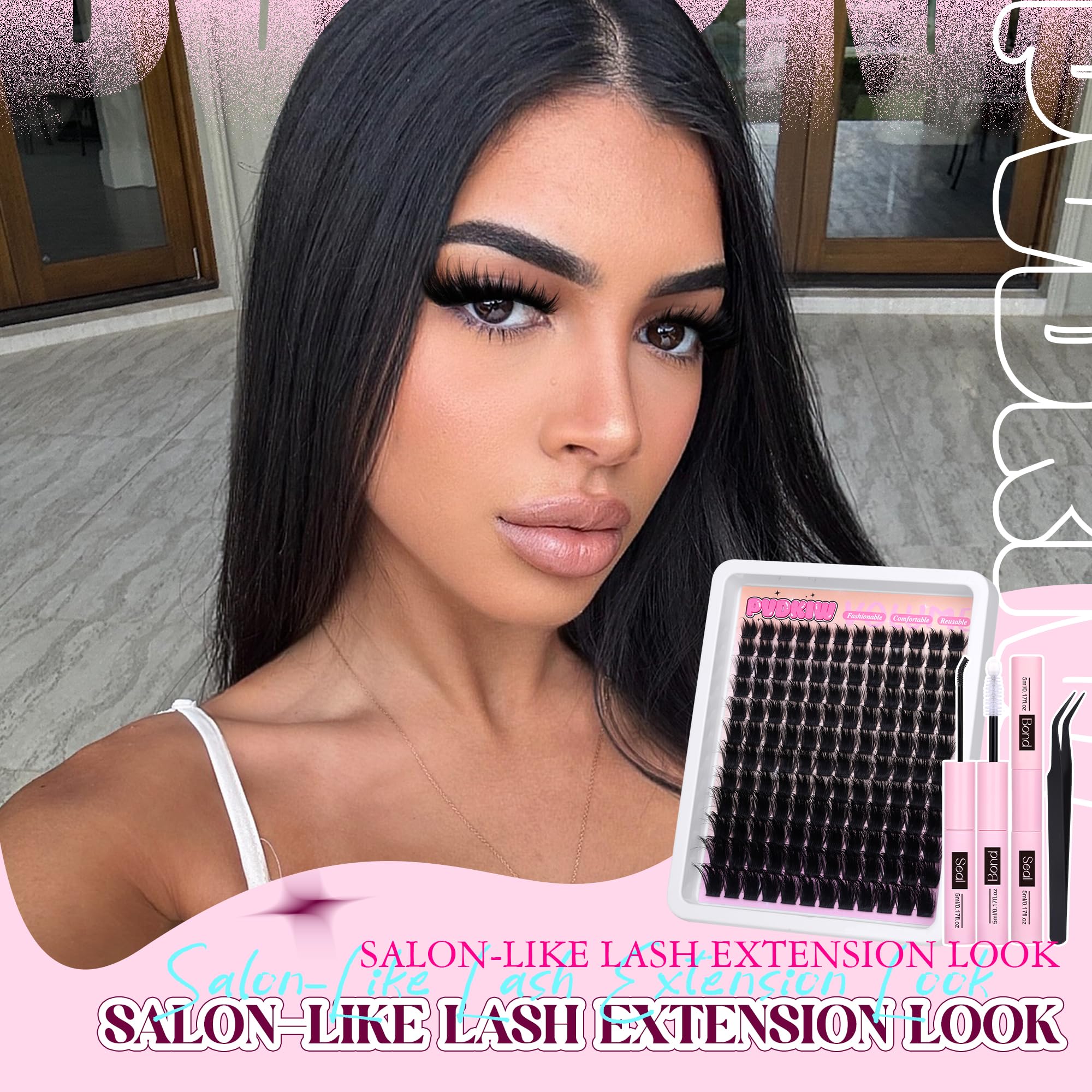 PVDKIW 300D lash clusters deliver soft, lightweight volume.