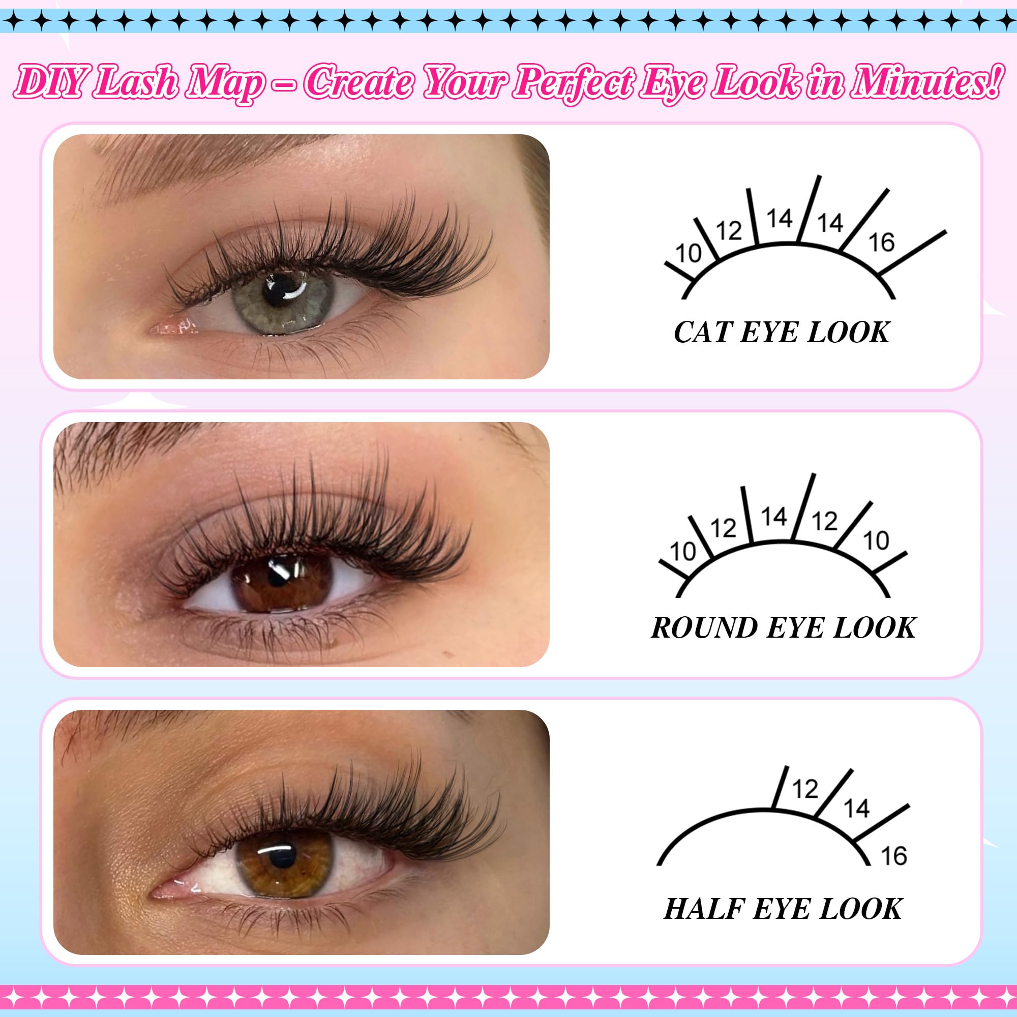 PVDKIW C-Curl Lash Clusters close-up, lifted eye contour and charm.