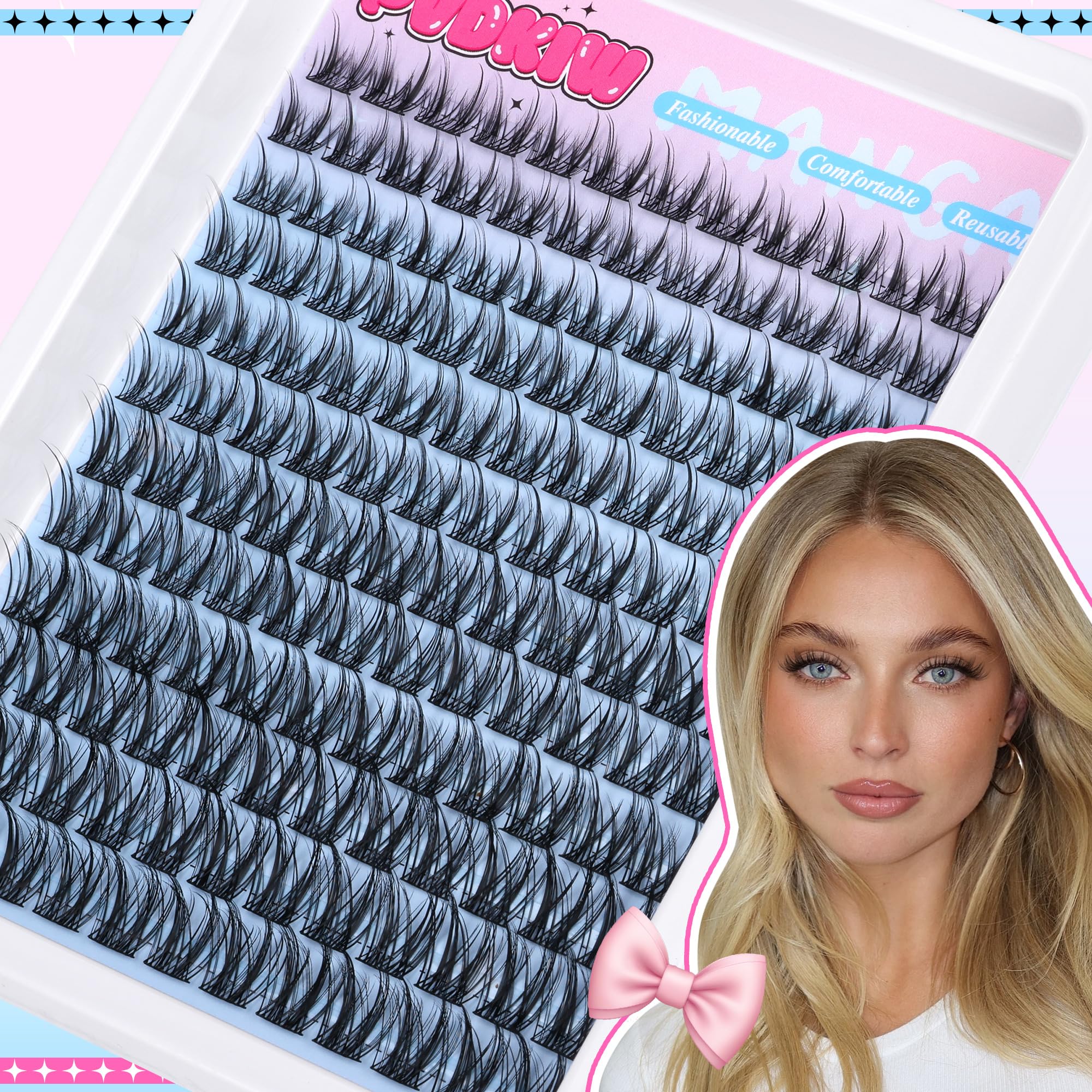 PVDKIW Lash Clusters packaging, 144 pieces ready to wear.