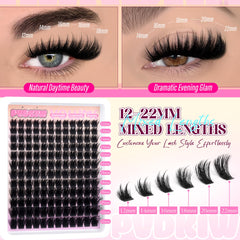 PVDKIW spikes lash clusters application for precise eye definition.