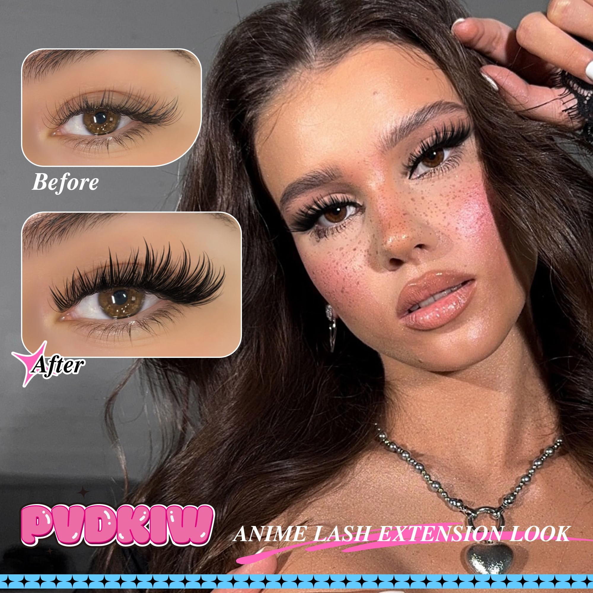 PVDKIW volume lash clusters 12mm wispy for balanced daily lashes