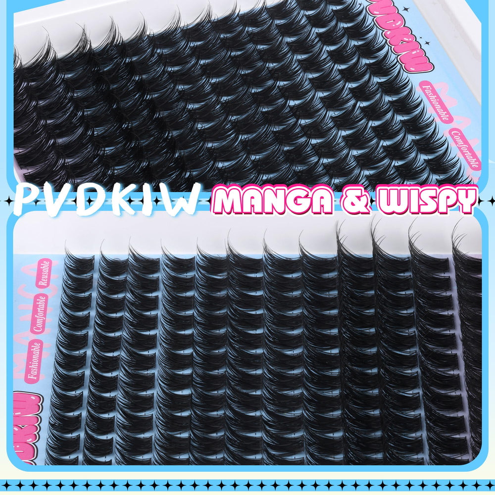 PVDKIW volume lash clusters 18mm wispy for high impact accents
