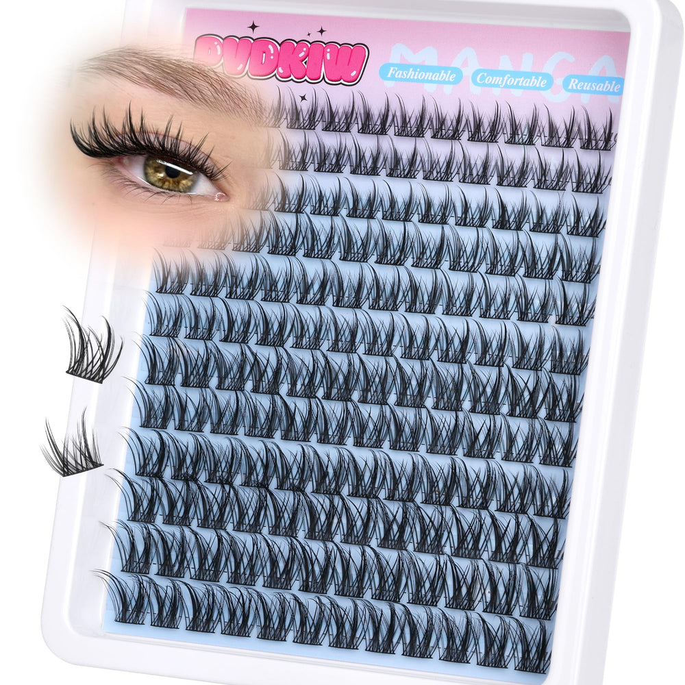 PVDKIW Wispy Lash Clusters 10mm close-up for natural everyday look.