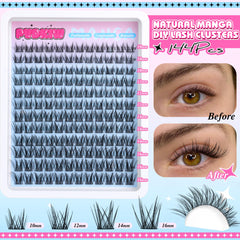 PVDKIW Wispy Lash Clusters 14mm close-up, enhances definition for subtle drama.