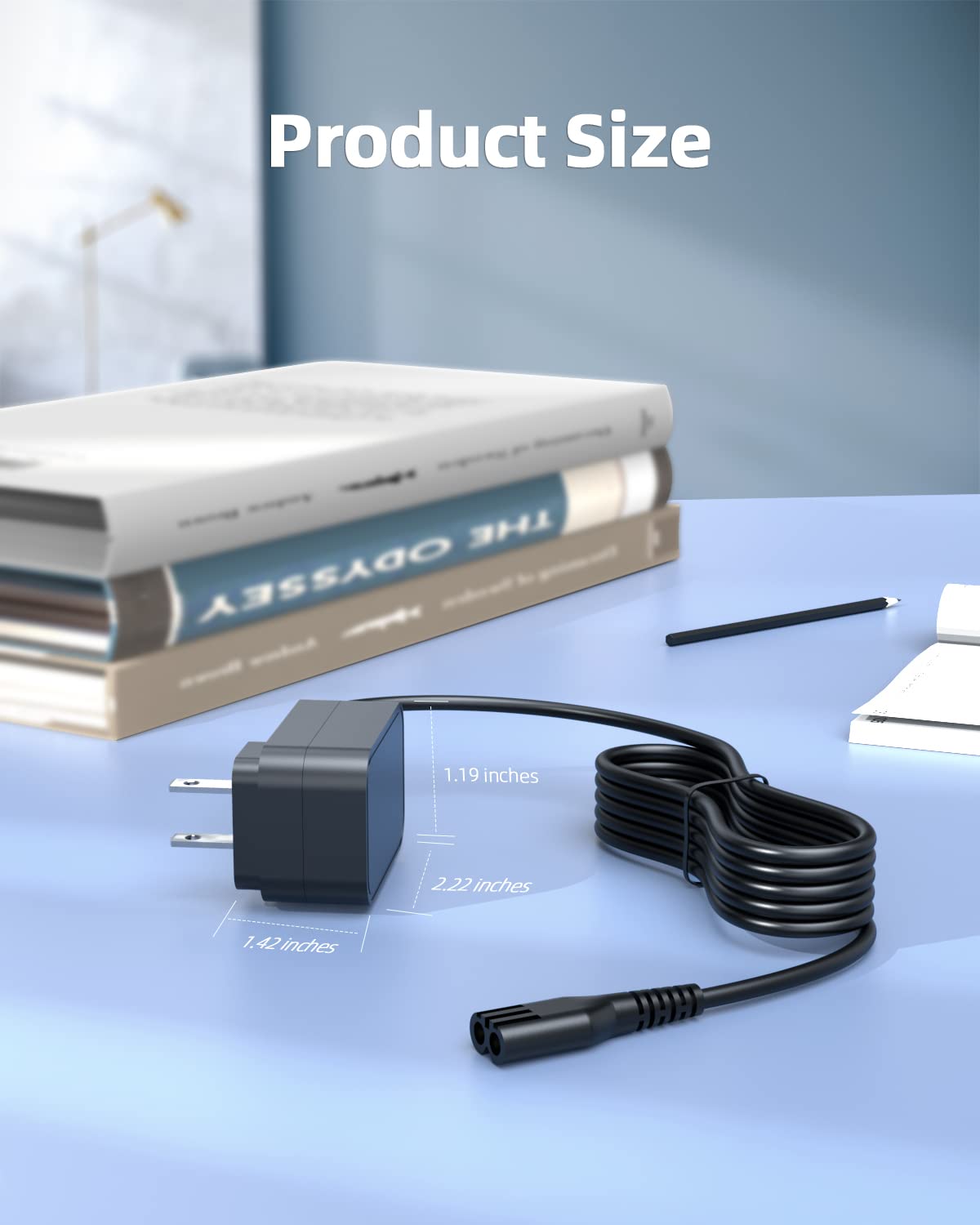 Pwept 4V charger side view for compact storage near Wahl Sterling 4.