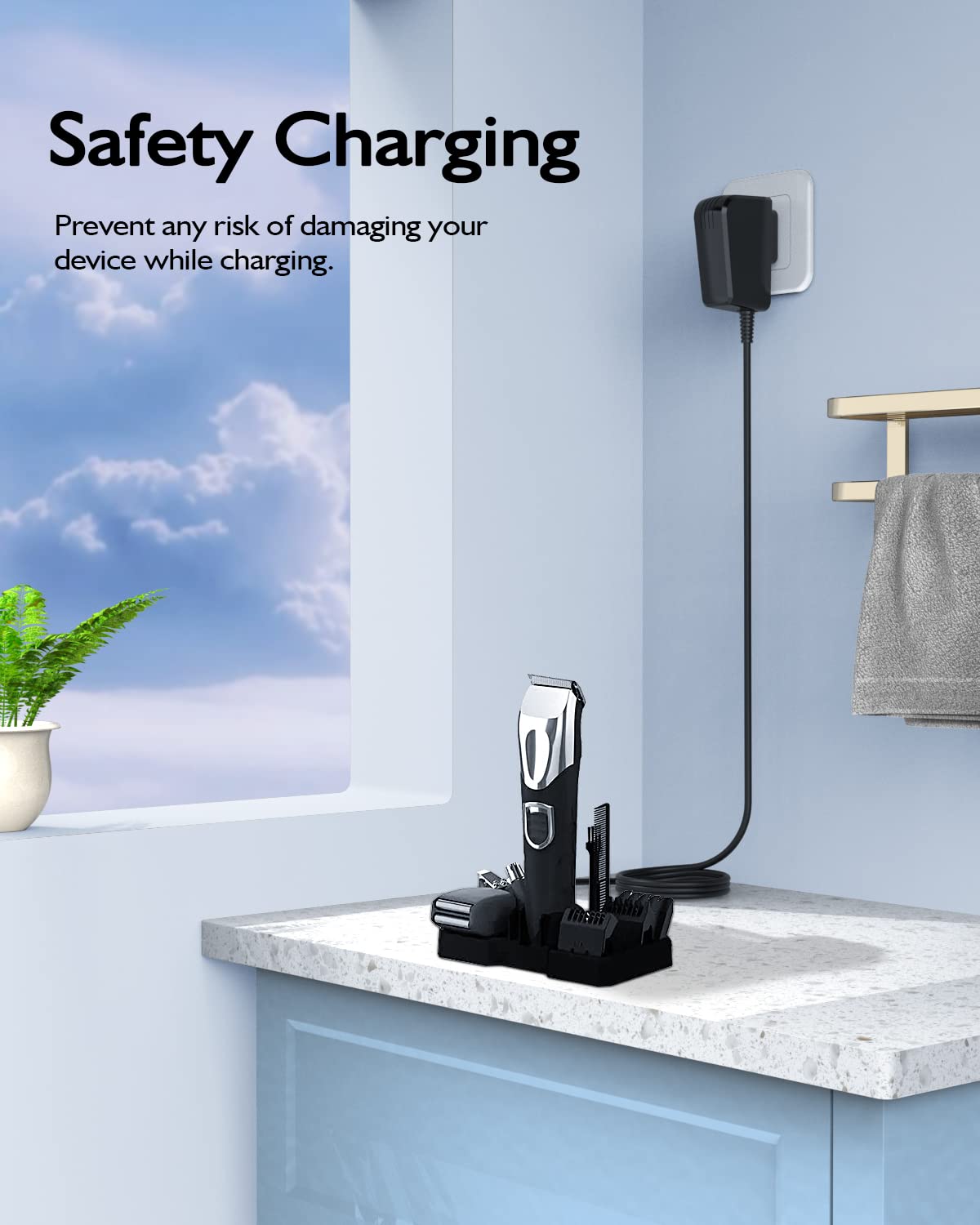 Pwept Wahl charger hand-plugging in for quick setup.