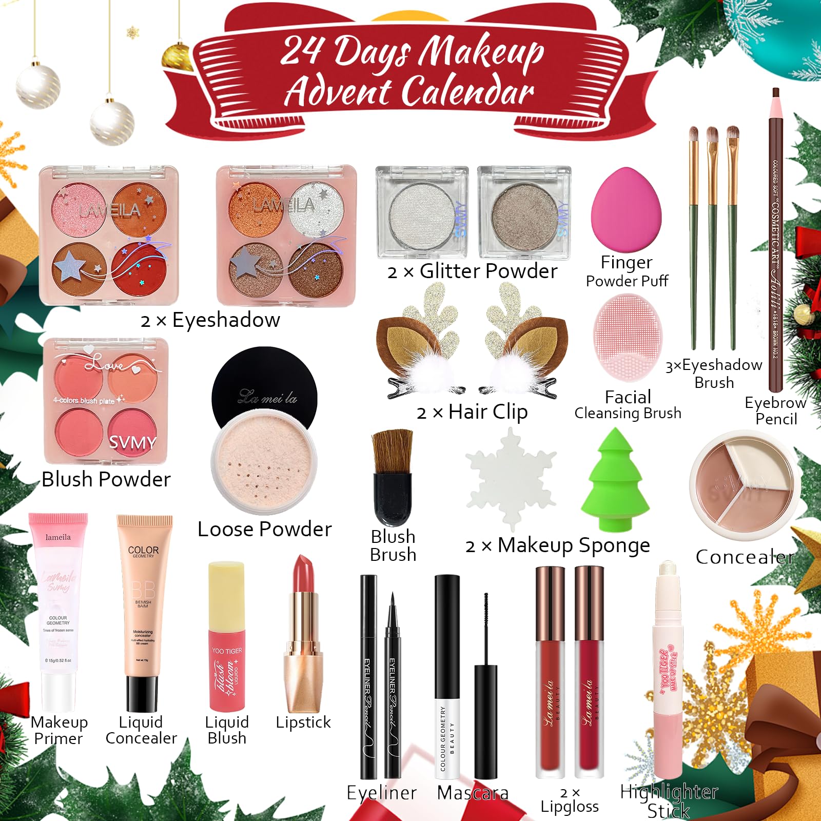 PWYSHXDF makeup advent calendar cosmetics collection highlights versatile eyes lips and face essentials
