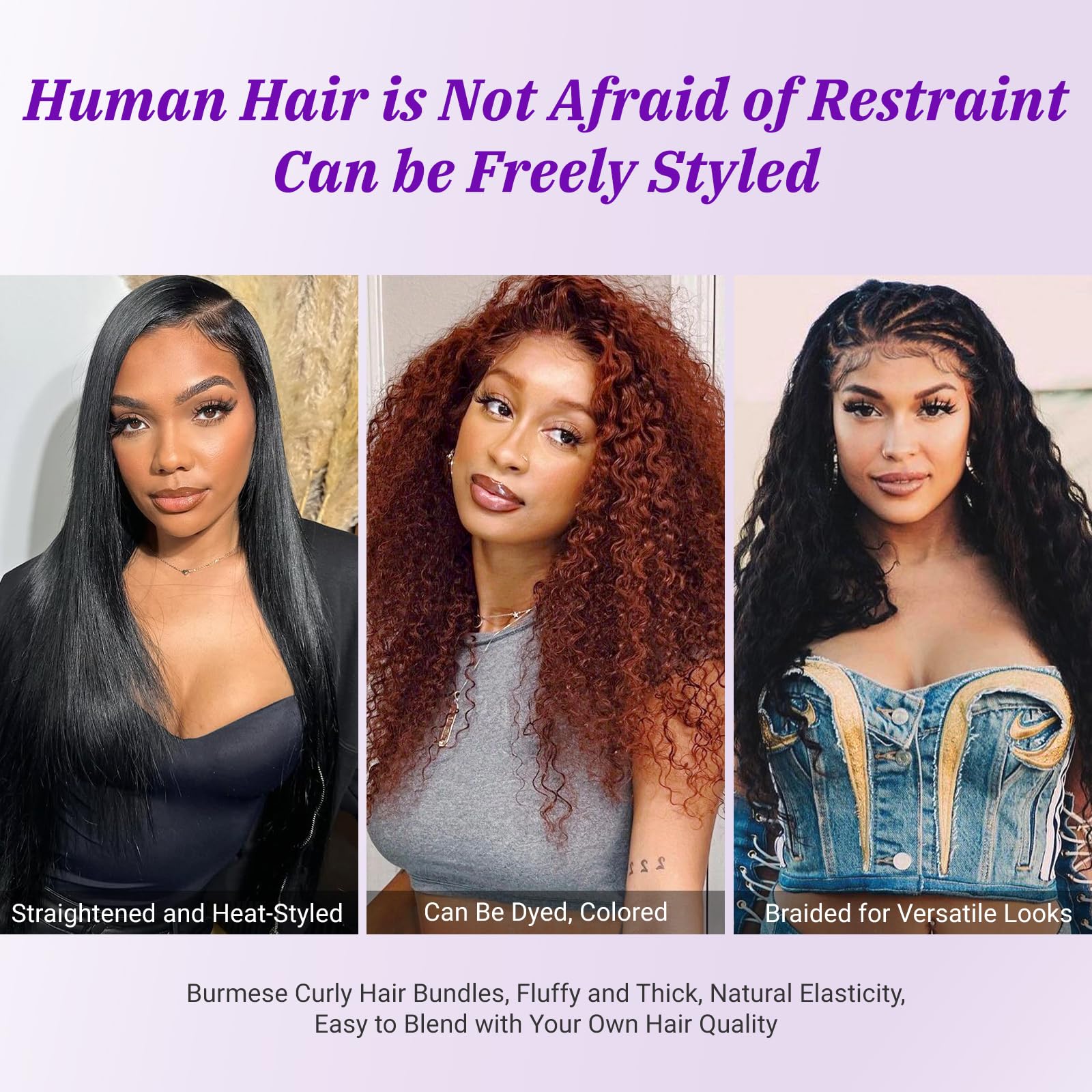 PXCPXC Burmese curly bundles styling options including sew-in and updos