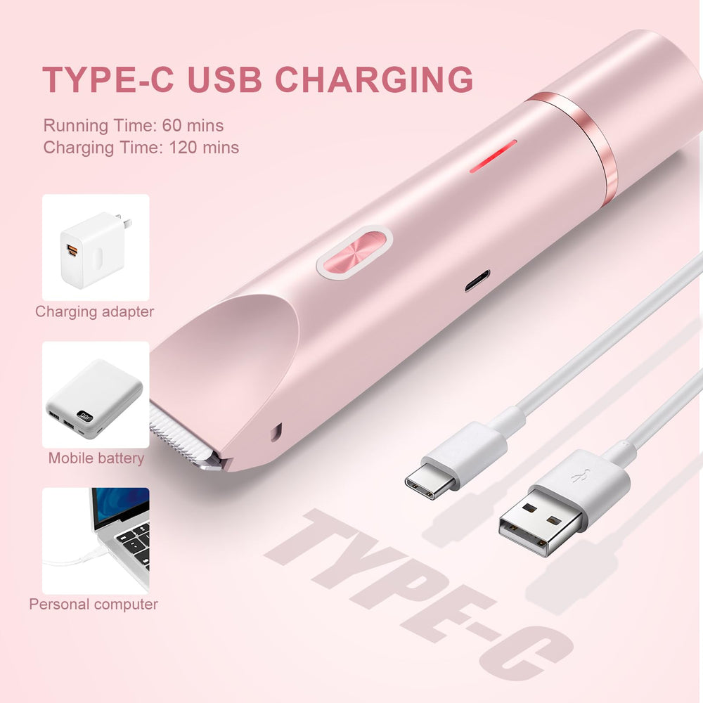 PYATE bikini trimmer USB-C charging for quick on-the-go power