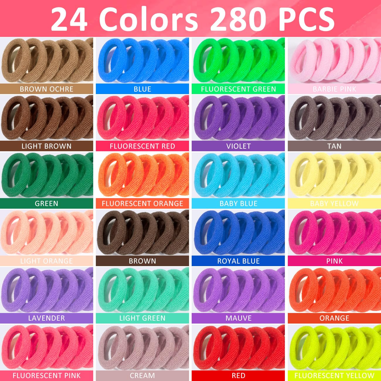 Pydeeirom 24-color ponytail ties offer versatile styling options.